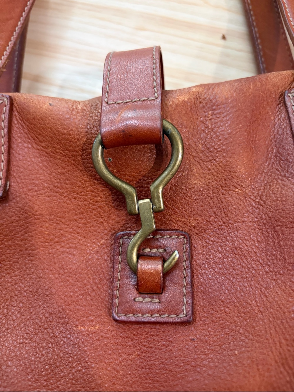 Ralph Lauren Leather Tote with Brass Hook - Picture 2 of 16